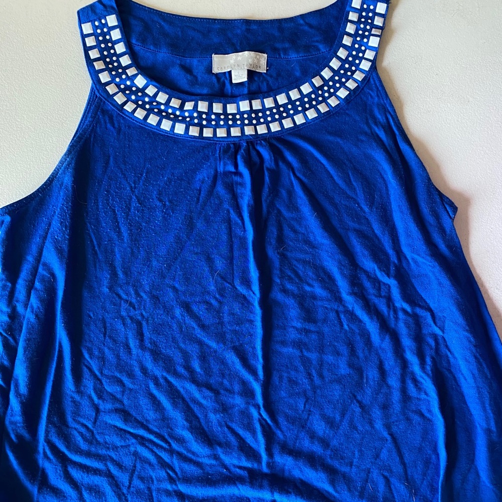 Royal blue tank with white gems